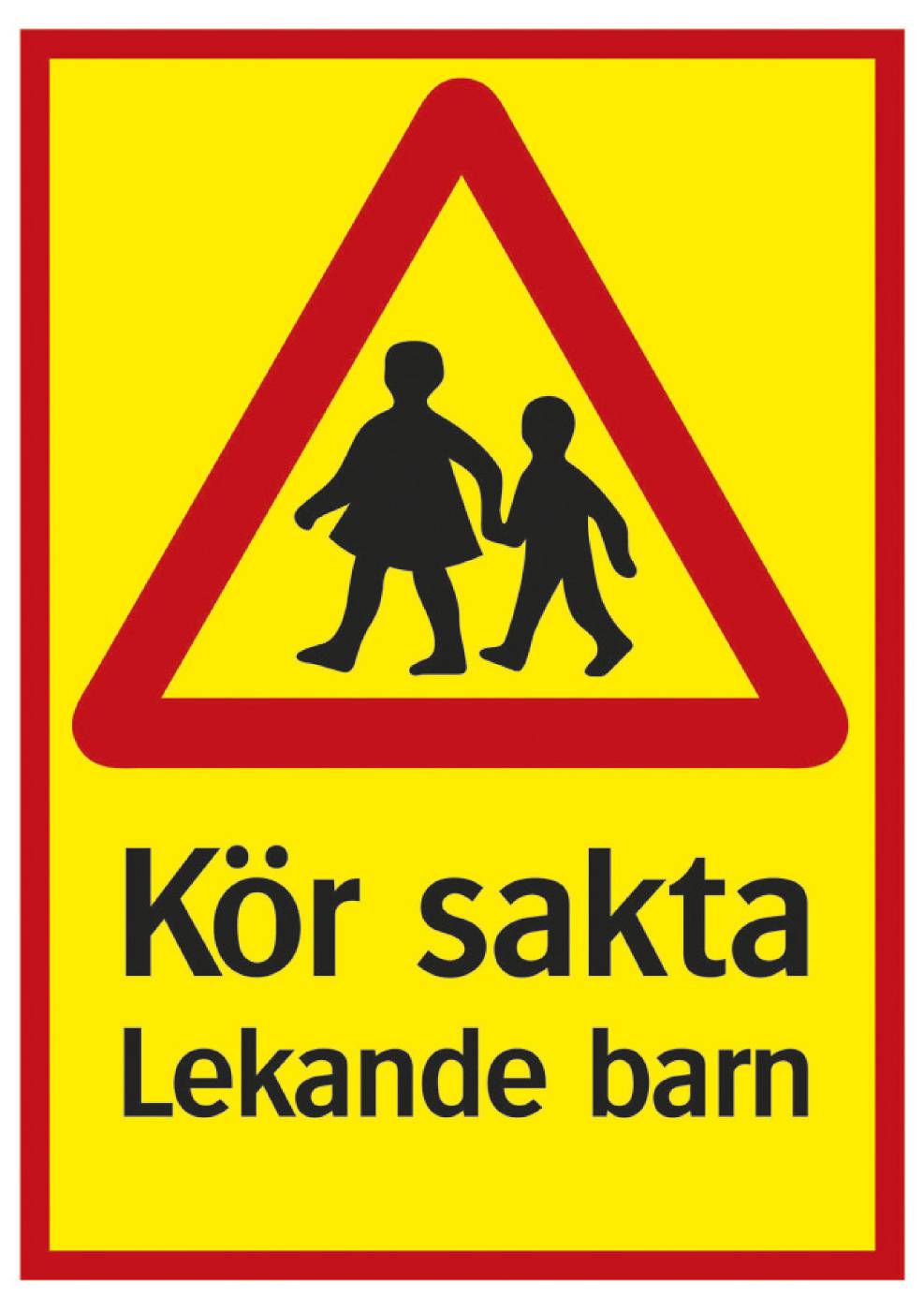 Parkeringsskylt Kör sakta Lekande barn