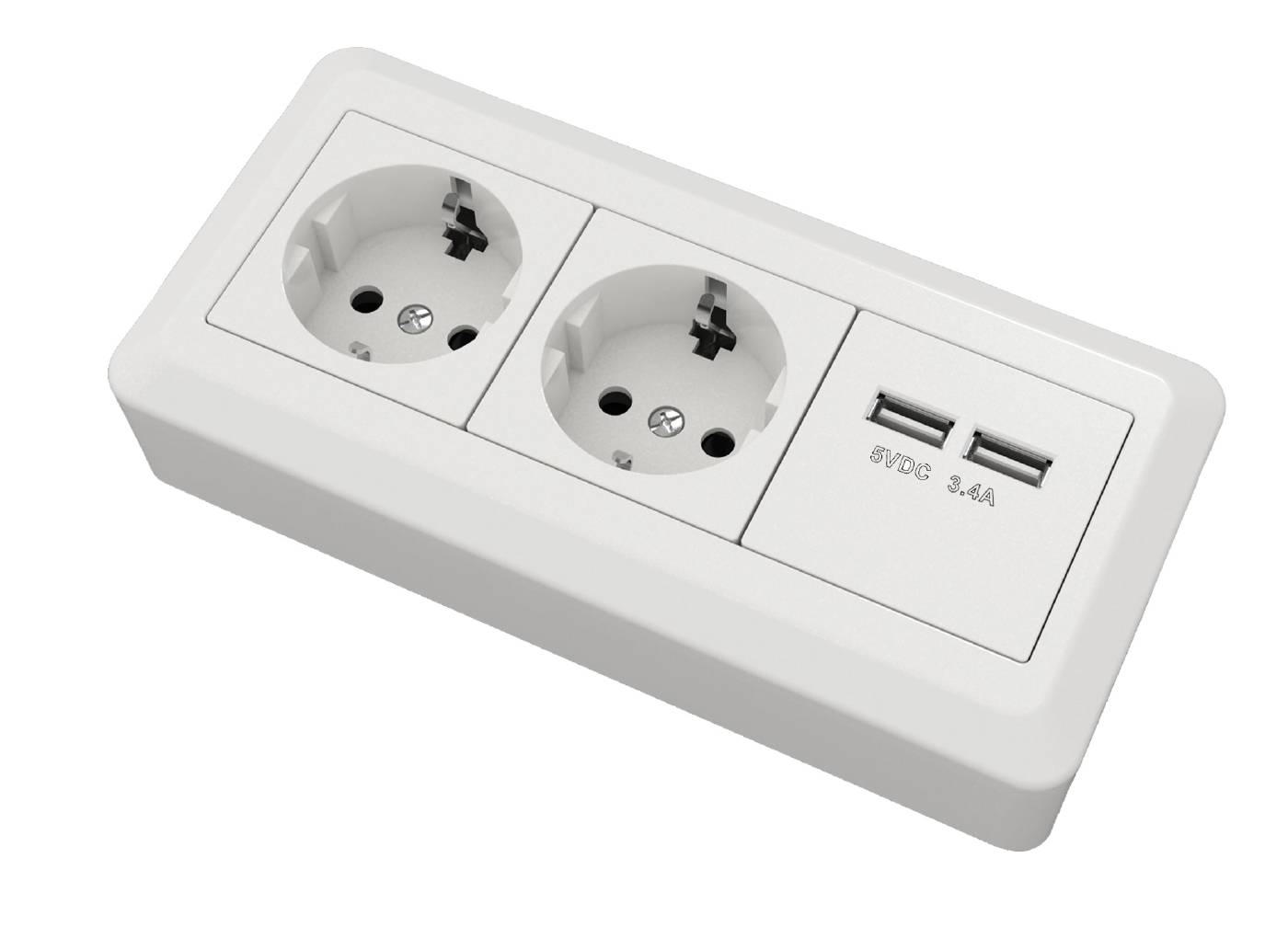 Hörnbox 2-vägs med USB Grunda