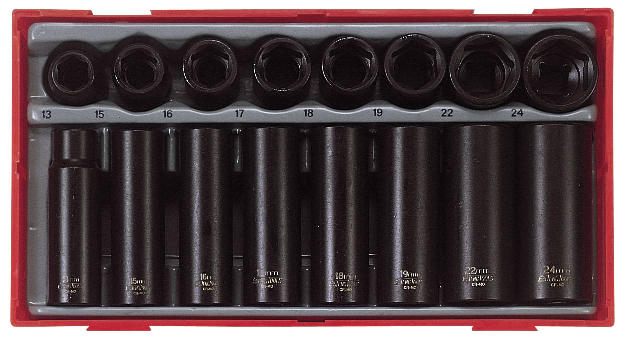 16 delars Krafthylssats. Med 1/2" fyrkantsfäste Teng Tools TT9116