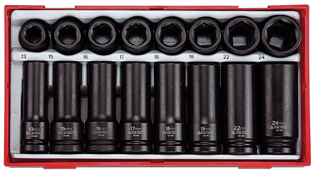 16 delars Krafthylssats med 1/2" fyrkantsfäste Teng Tools TT9120D-TT9120DN