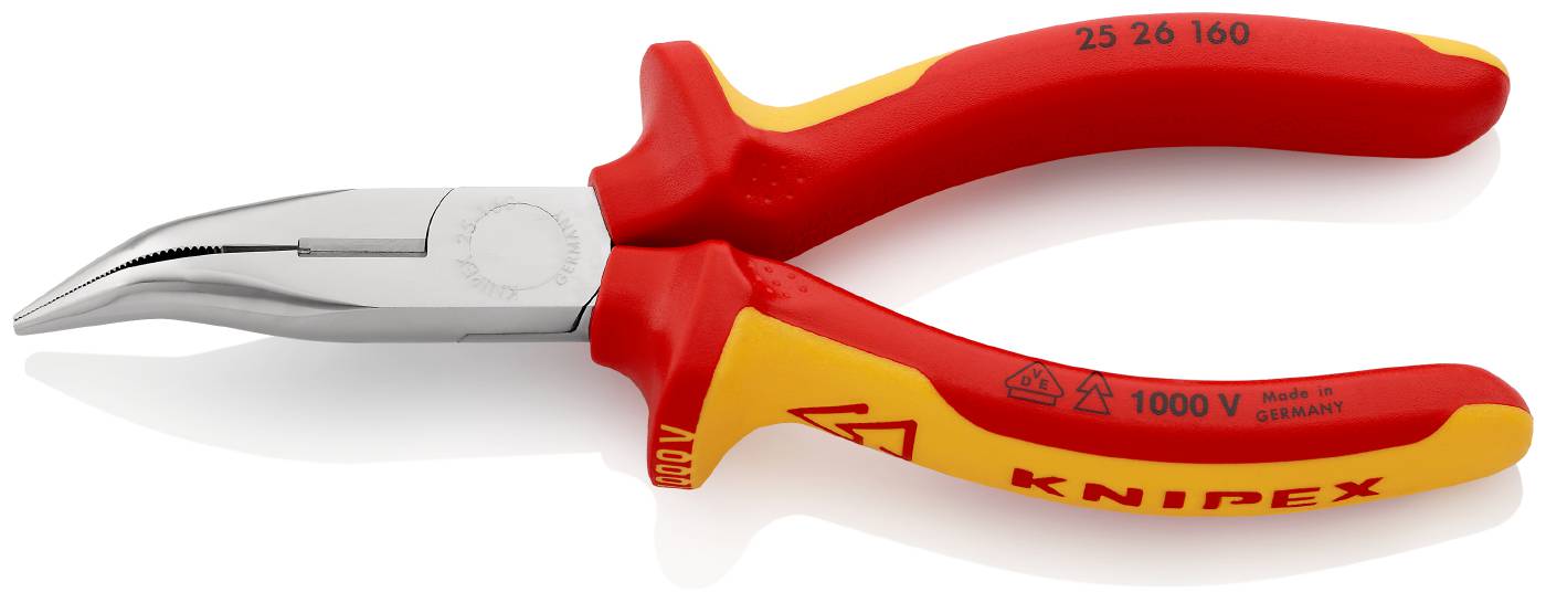 Tänger med flata, runda käftar och skär (radiotänger) (1000 V), Knipex 25 26 160