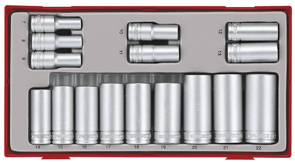 16 delars Hylssats med 3/8'' fyrkantsfäste Teng Tools TT381612