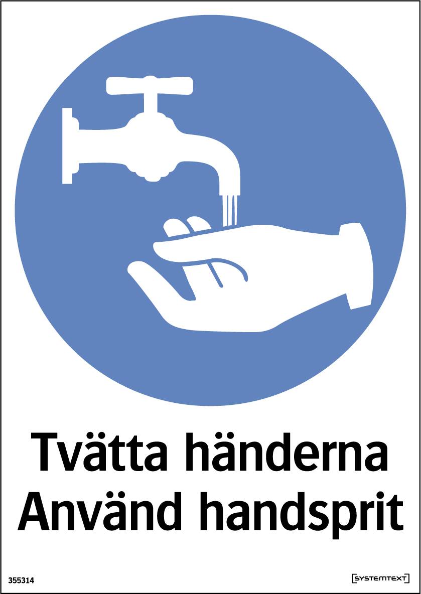 Påbudsskylt Tvätta händerna