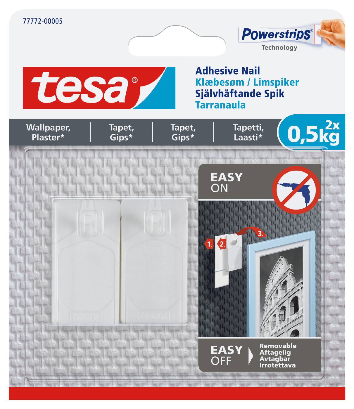 Självhäftande spik för texturerad yta Tesa – bild 1