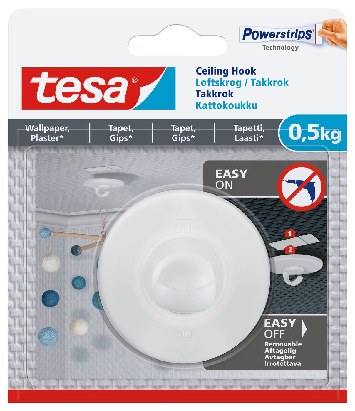 Takkrok för tapet och gips Tesa – bild 1