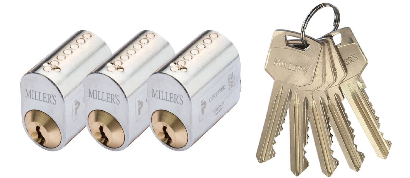 Cylinder 71237 3st lika låsning MILLERS