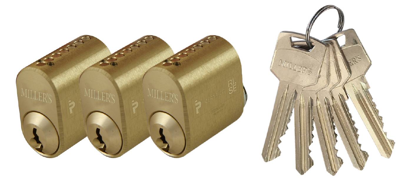 Cylinder 71237 3st lika låsning MILLERS