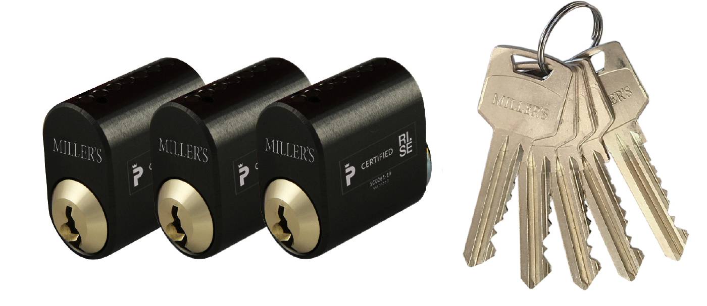 Cylinder 71237 3st lika låsning MILLERS