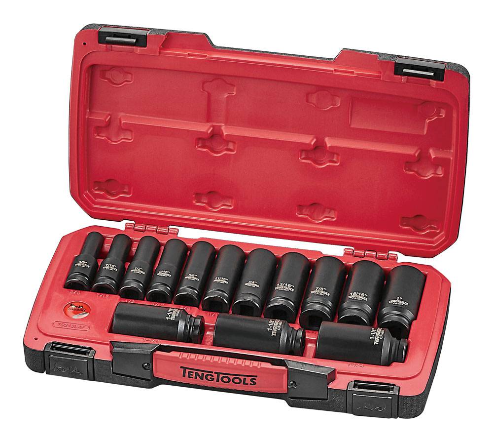 18 delars krafthylssats med 1/2" fyrkantsfäste Teng Tools T9218LAF