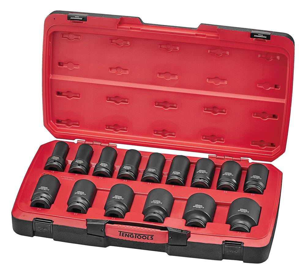17 delars krafthylssats med 3/4" fyrkantsfäste Teng Tools T9417L