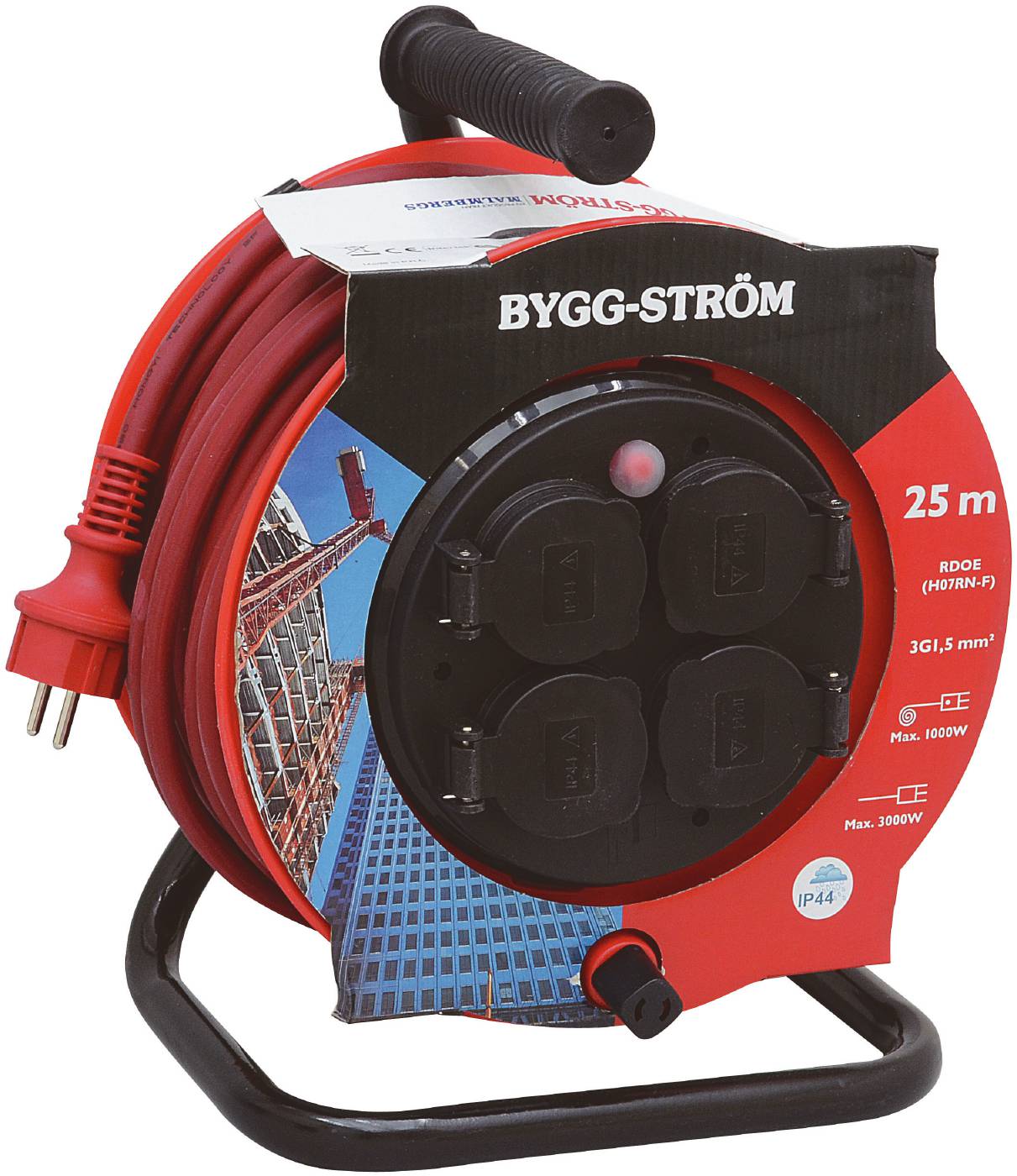 Kabelvinda med fast centrum BYGG-STRÖM