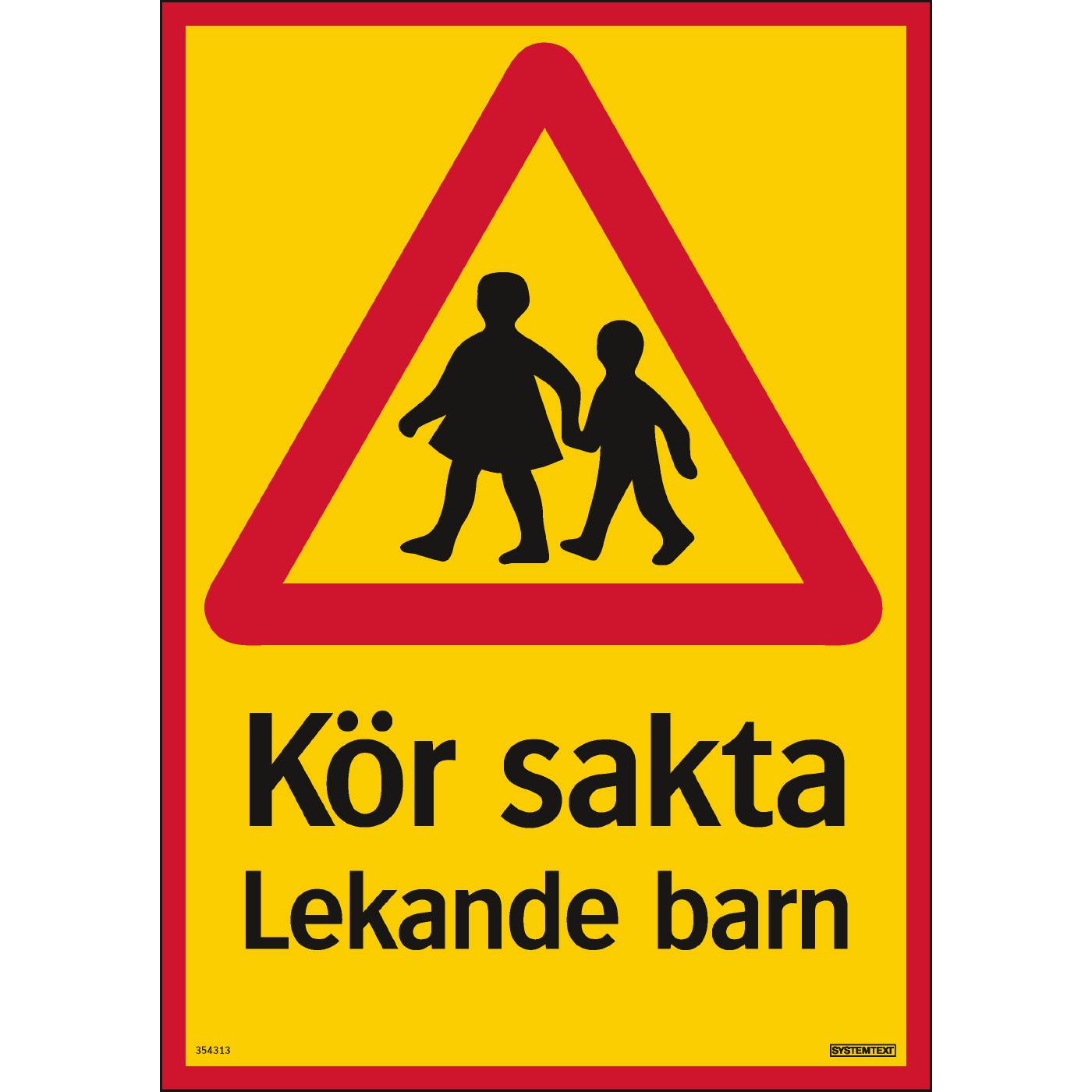 Parkeringsskylt Kör sakta Lekande barn – bild 2