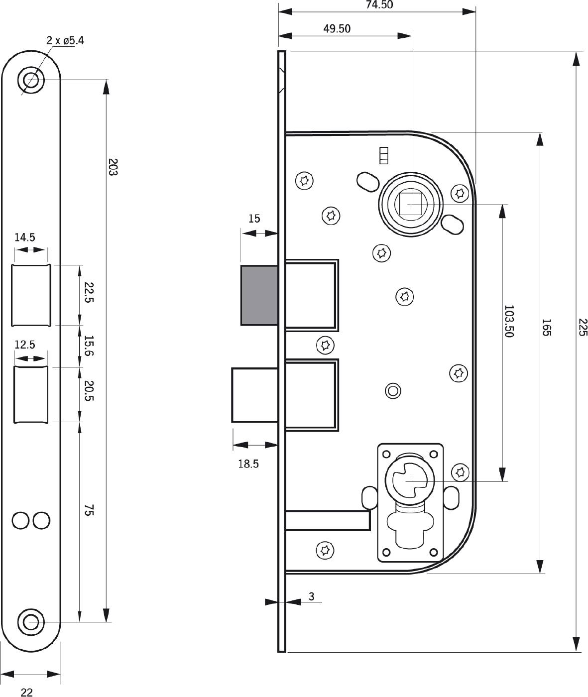 Låshus DL 012 rostfritt ytterdörr MILLERS – bild 2