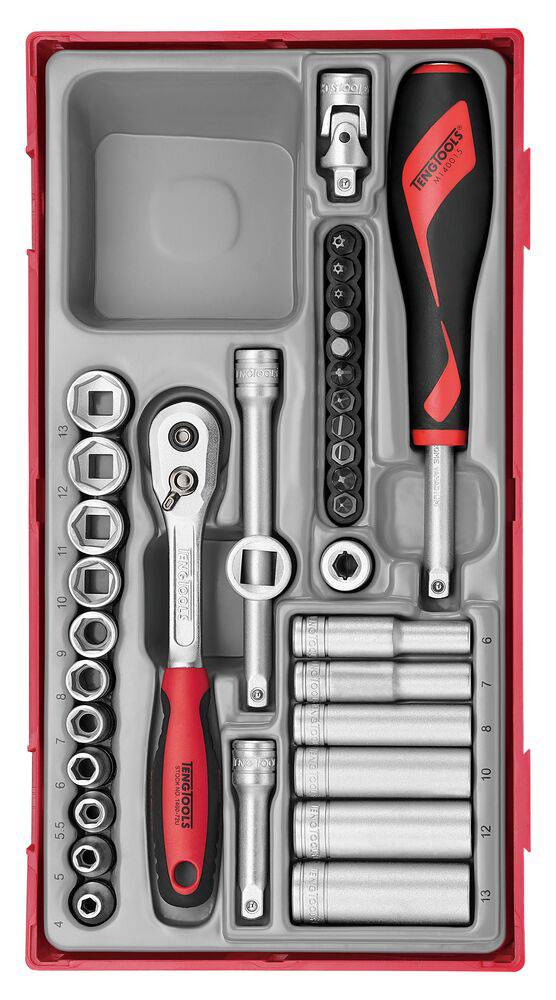 35 delars Hylsnyckelsats. Med 1/4'' fyrkantsfäste Teng Tools TT1435