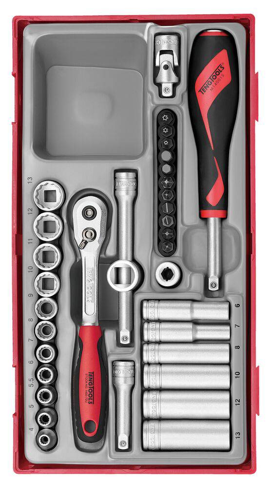 35 delars Hylsnyckelsats. Med 1/4'' fyrkantsfäste Teng Tools TT143512