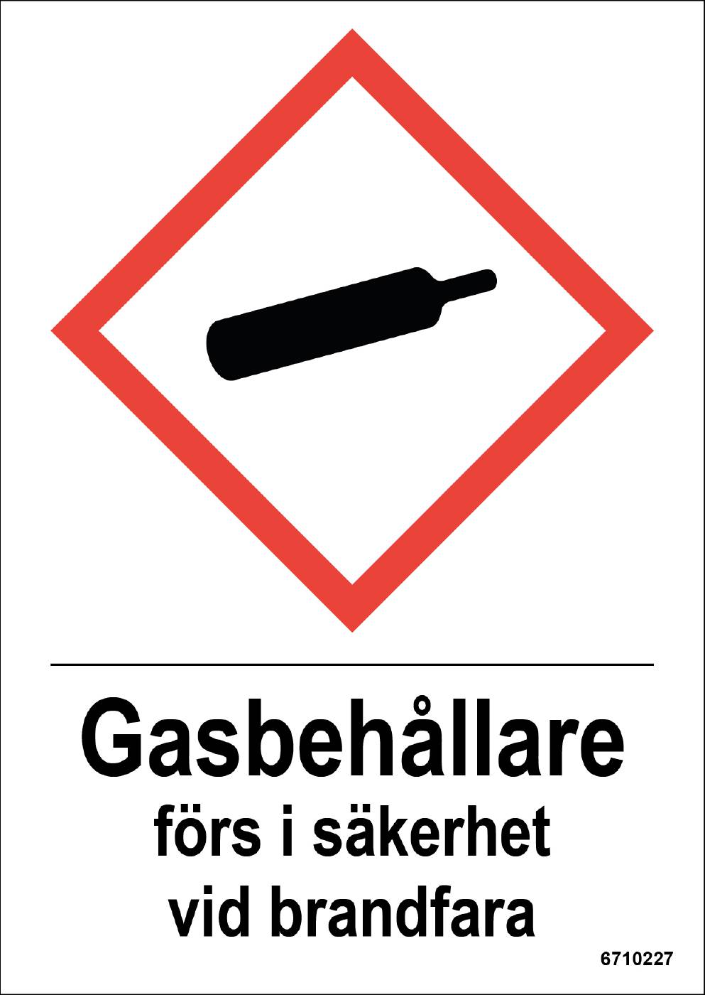 Skylt Unigraphics Kemiska risker Gasbehållare förs i säkerhet vid brandfara – bild 3