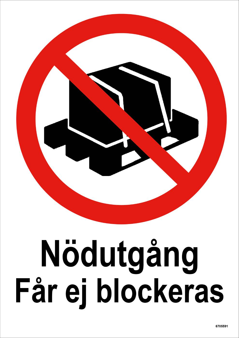 Förbudsskylt Unigraphics Nödutgång får ej blockeras