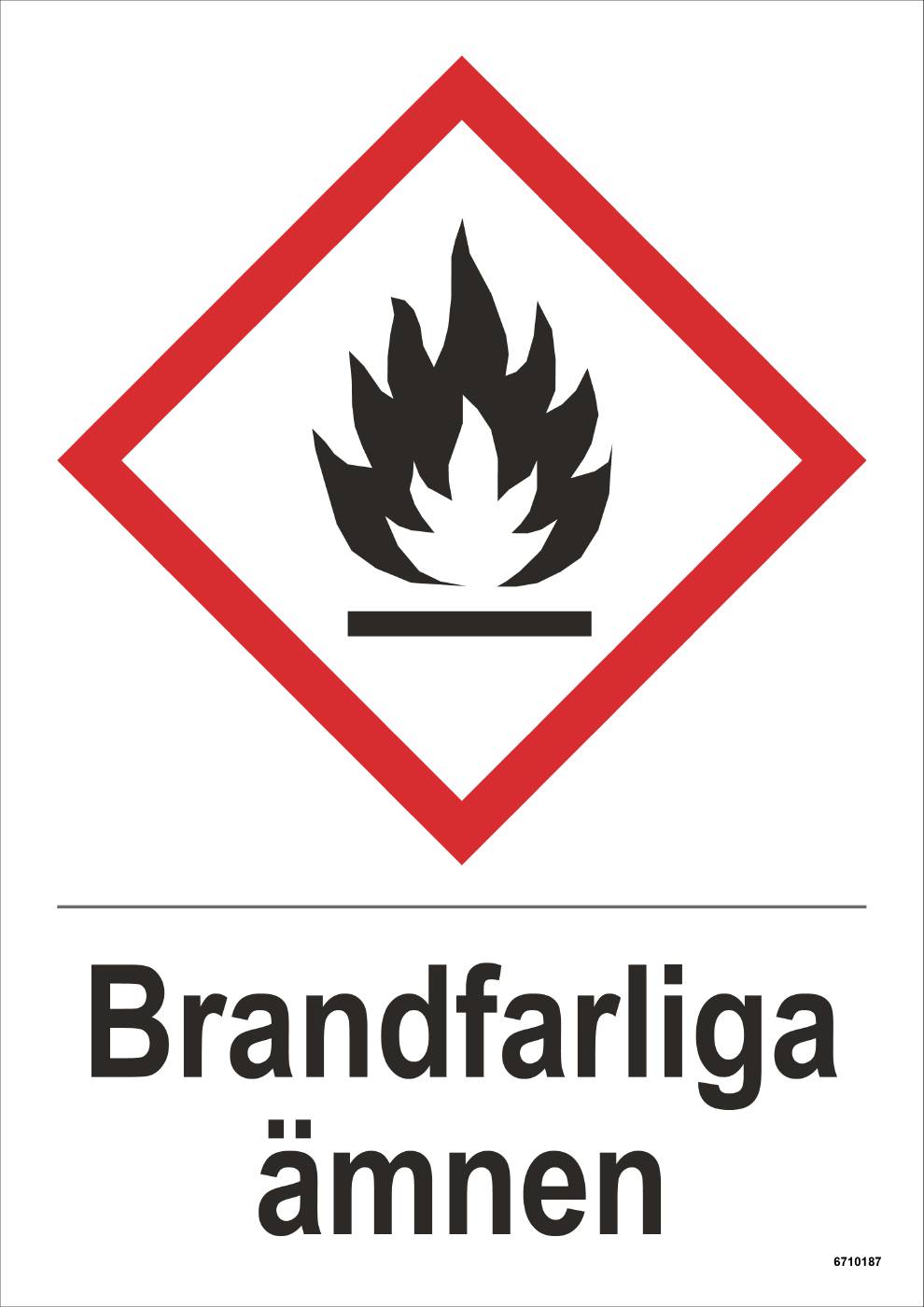 Skylt Unigraphics Kemiska risker Brandfarliga ämnen symbol och text