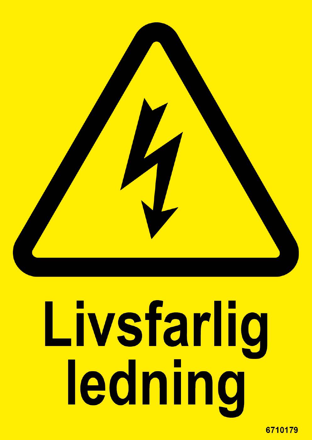 Varningsskylt Unigraphics Livsfarlig ledning