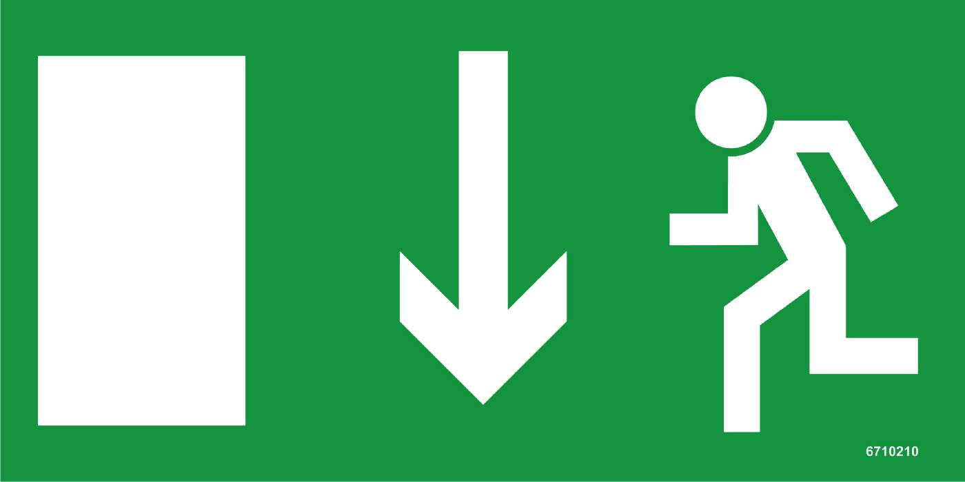 Utrymningsskylt Unigraphics Utrymningsväg ner ISO
