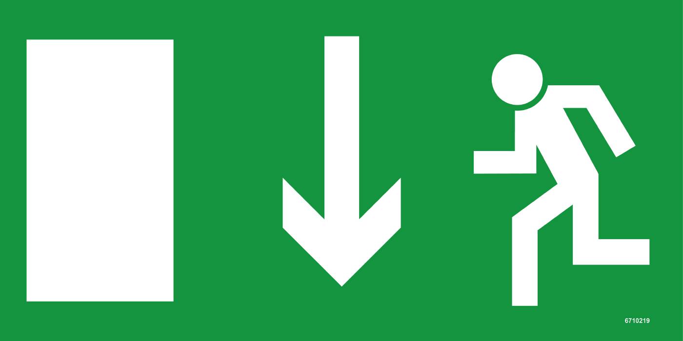 Utrymningsskylt Unigraphics Utrymningsväg ner ISO