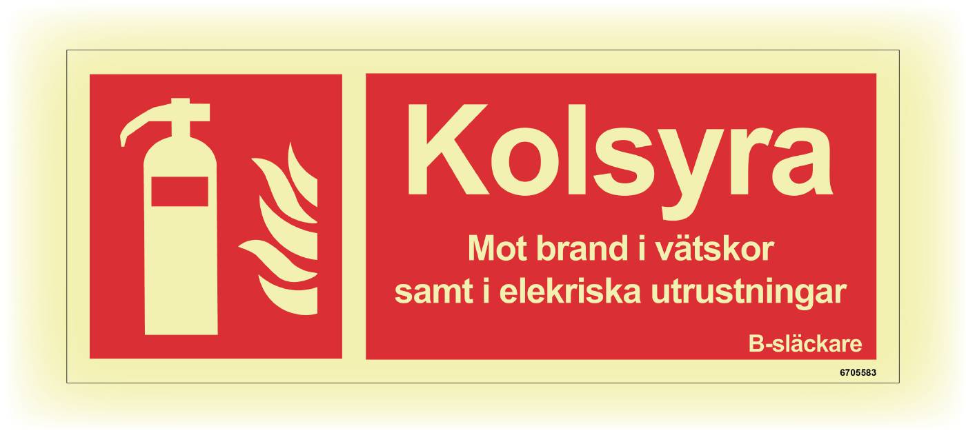 Brandskylt Unigraphics Kolsyra mot brand i vätskor