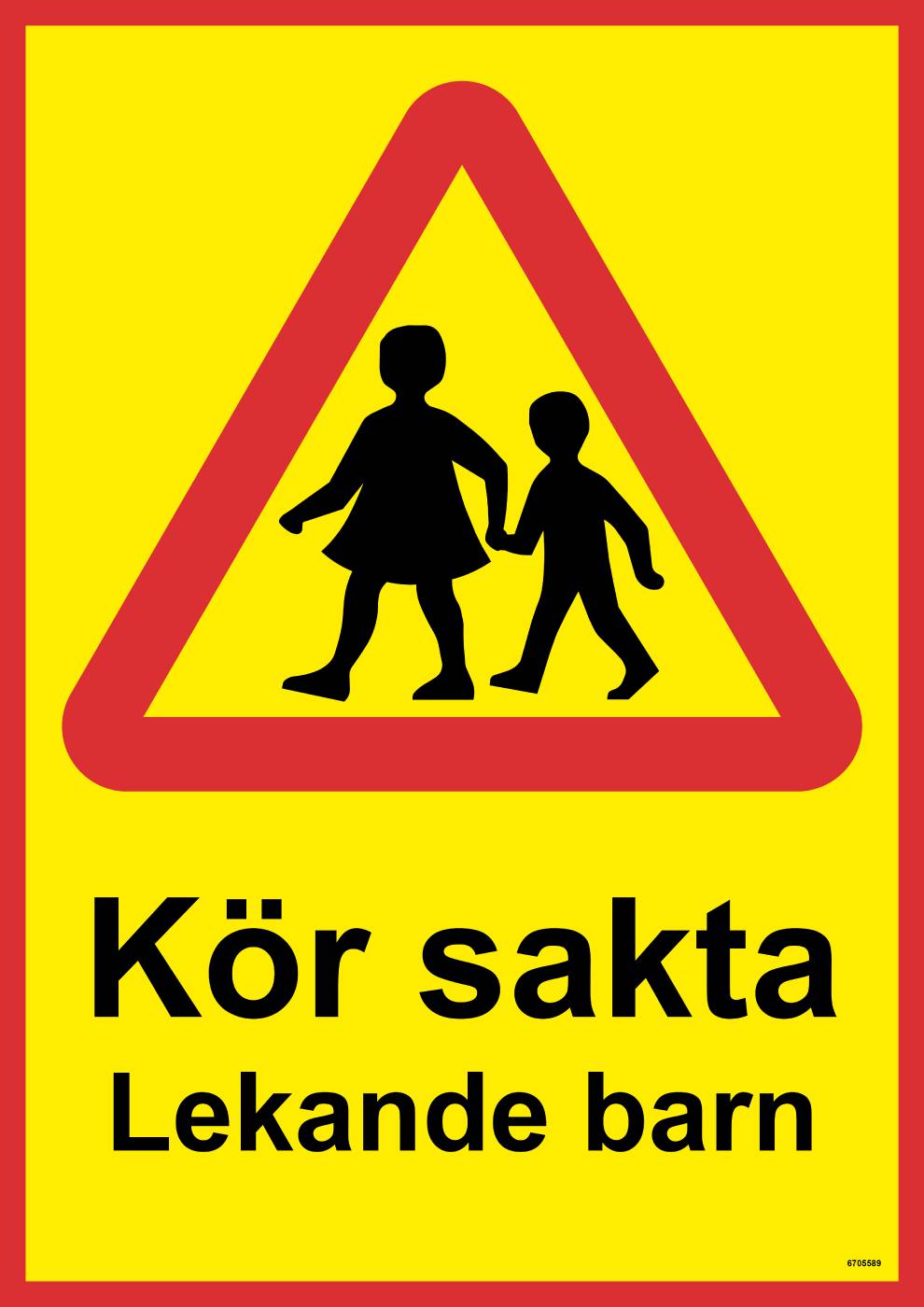 Trafikskylt Unigraphics Kör sakta lekande barn