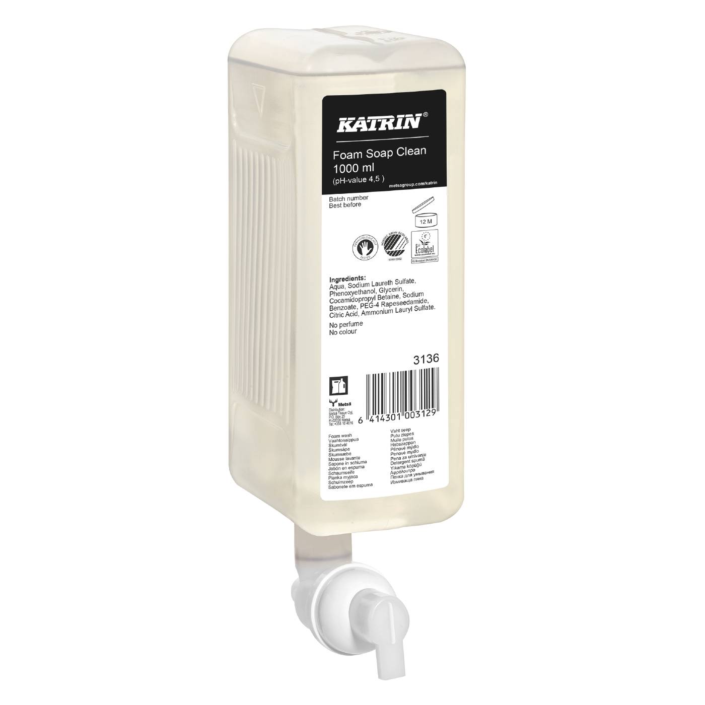 Skumtvål Katrin Pure Neutral för tvåldispenser 1000 ML