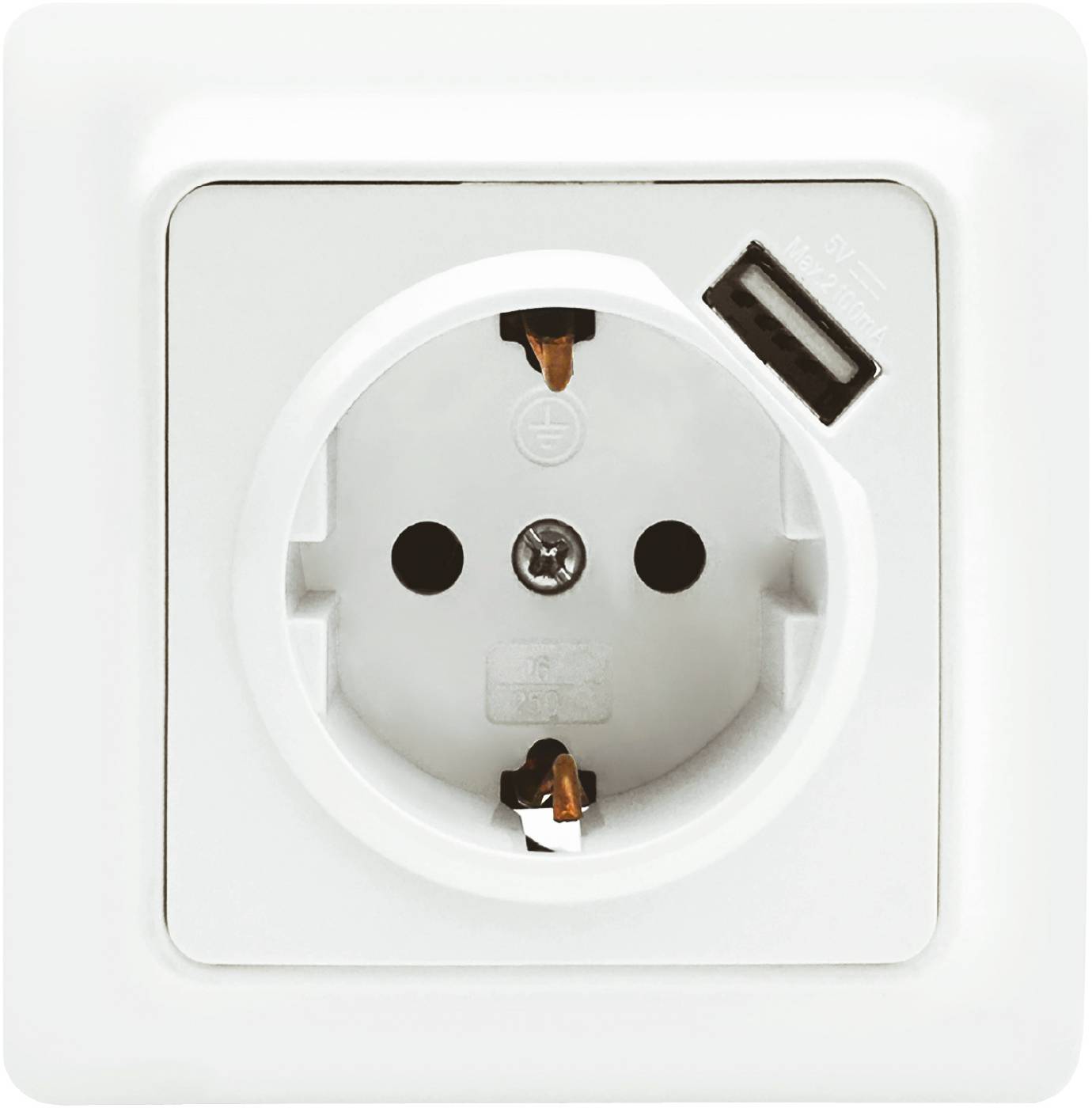 Vägguttag Gamma 1-vägs med 1st USB Malmbergs