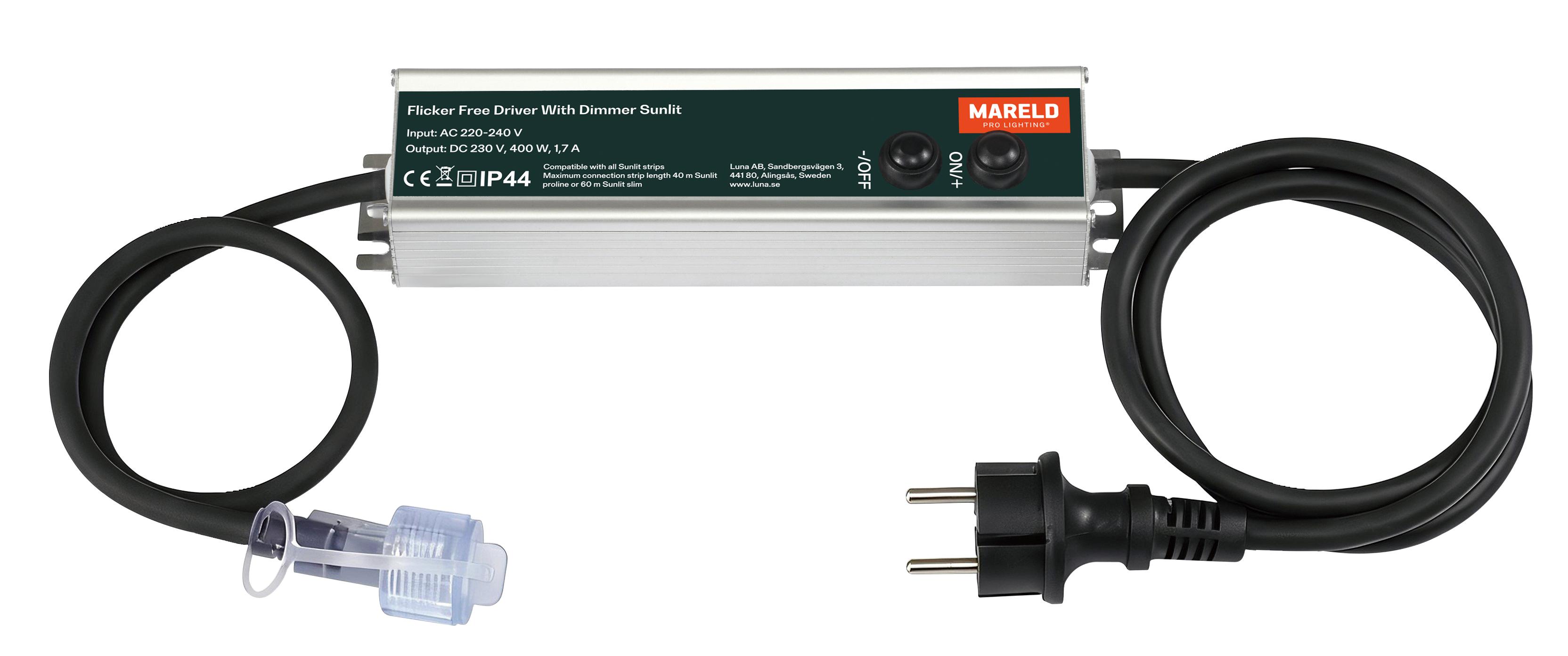 Flimmerfri driver 400W med inbyggd dimmer Sunlit Mareld
