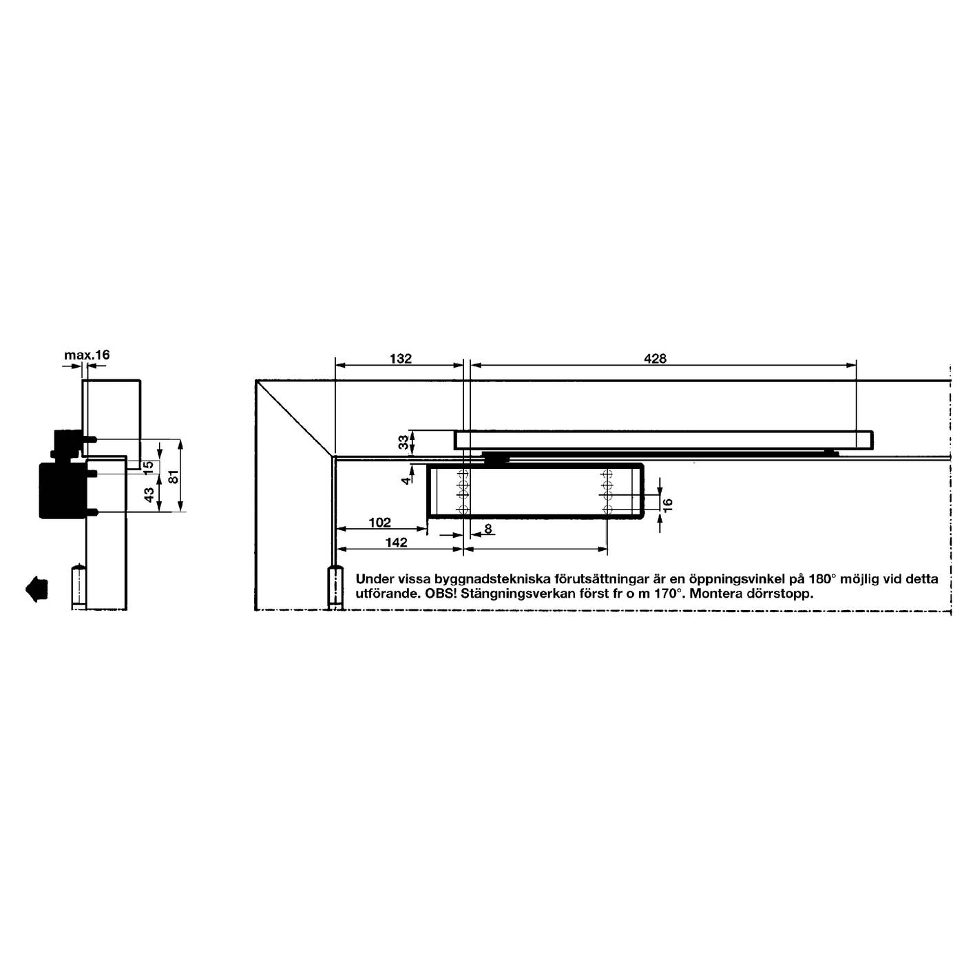 Glidskenedörrstängare Dorma TS92 – bild 2