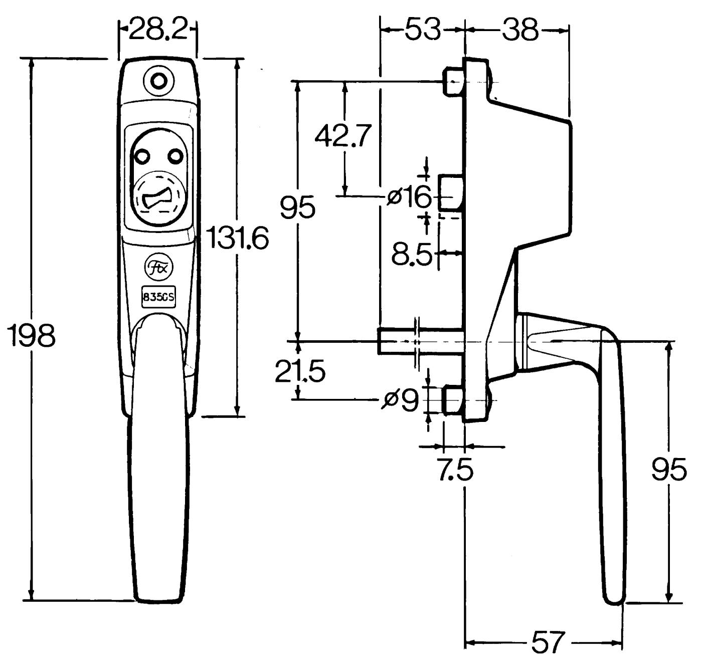 Säkerhetshandtag Fix 835S, 837S – bild 2