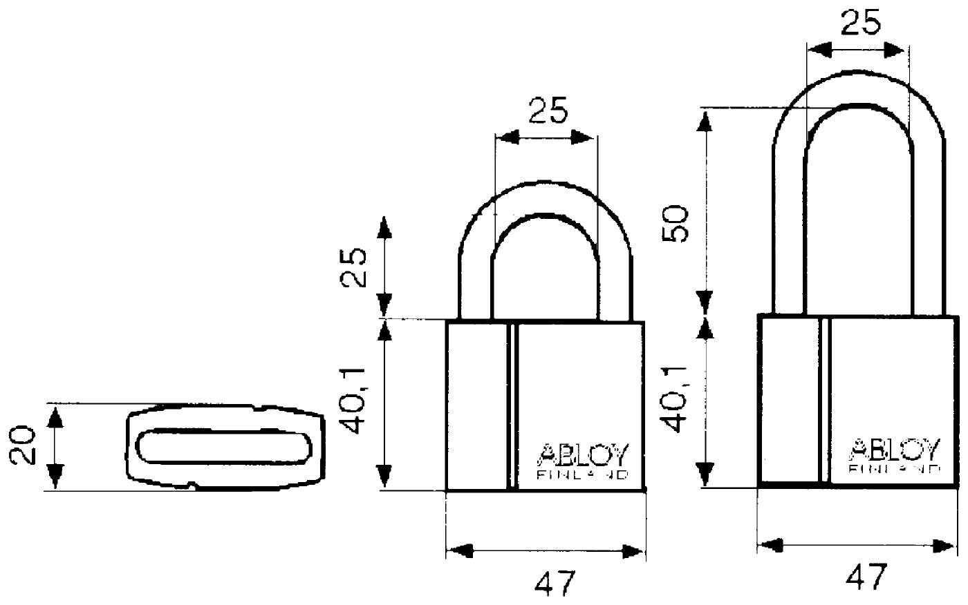 Hänglås Abloy PL 330, PL 330/50, klass 2 – bild 3