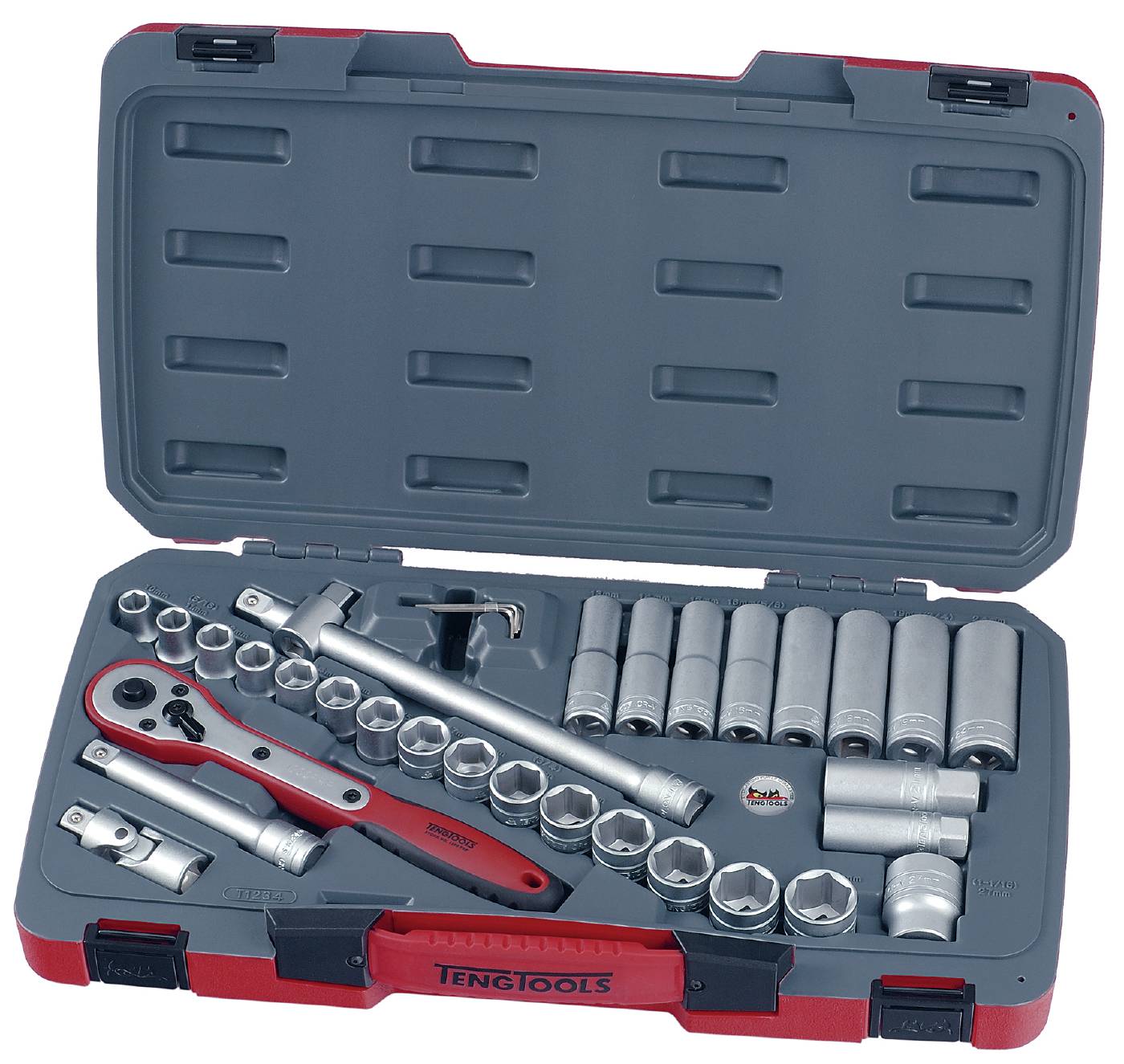 Hylsnyckelsats med 1/2'' fyrkantsfäste. Teng Tools M1234