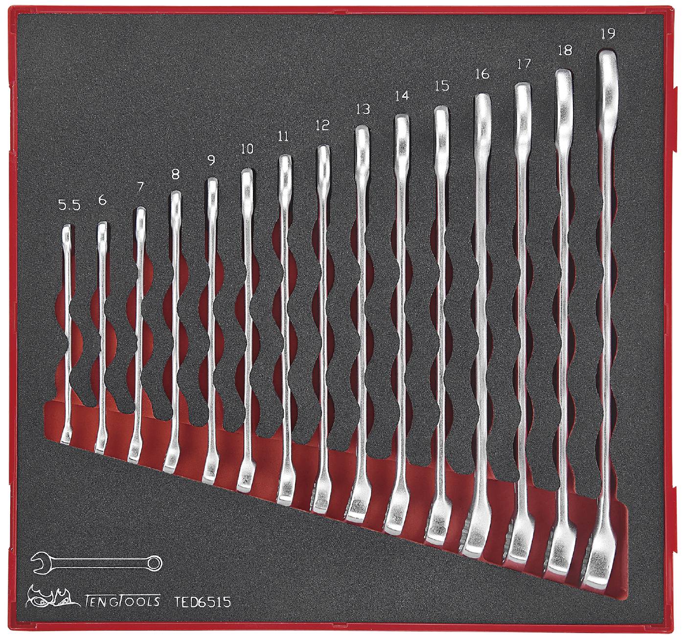 15 delars U-ringnyckelsats. Teng Tools TED6515