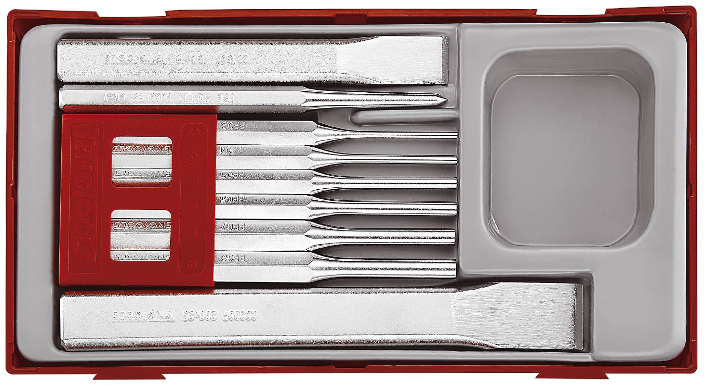 9 delars Mejsel-/dorn-/körnare sats Teng Tools TTPC09 – bild 1