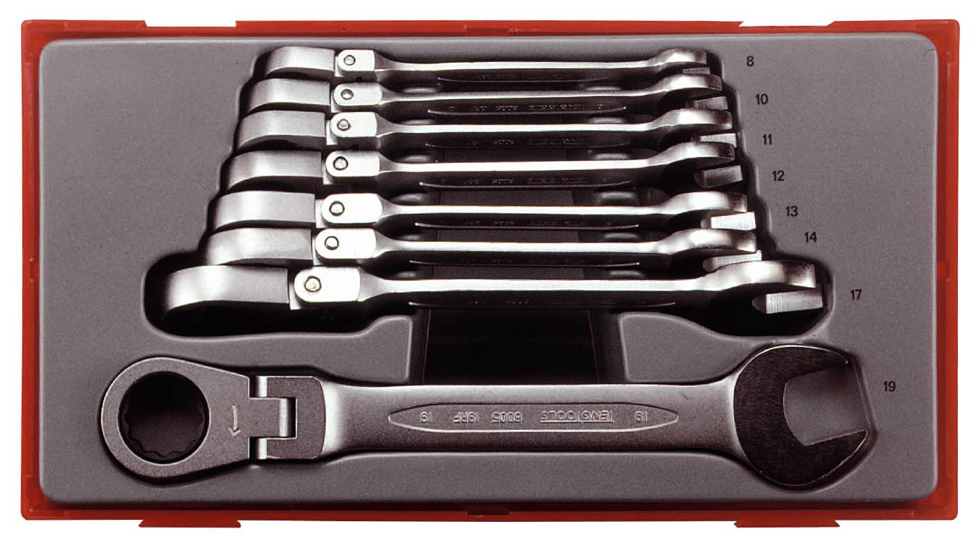 8 delars sats med Ledbara U-ringspärrnycklar Teng Tools TT6508RF