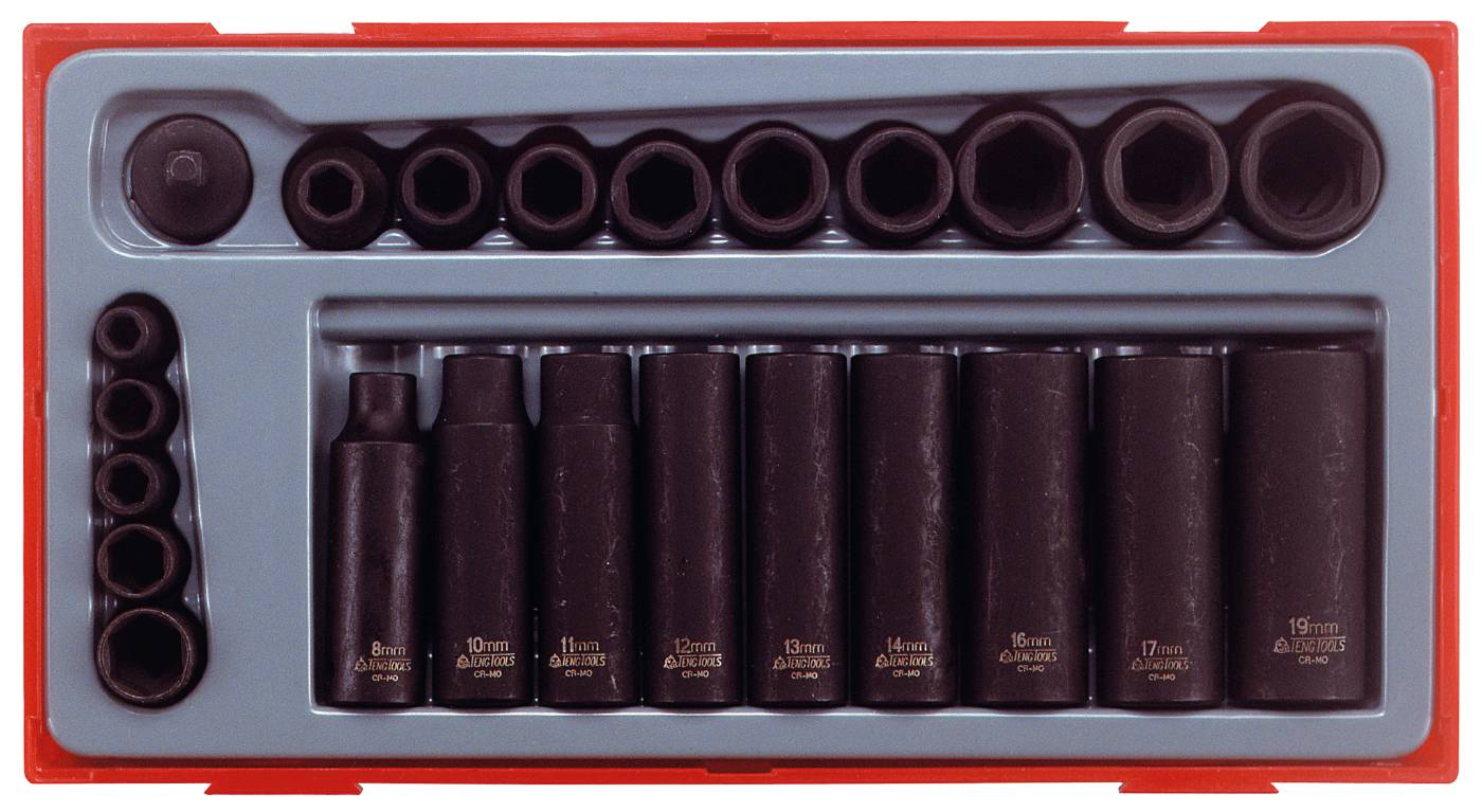 24 delars Krafthylssats med 1/4'' och 3/8'' fyrkantsfäste Teng Tools TT9024