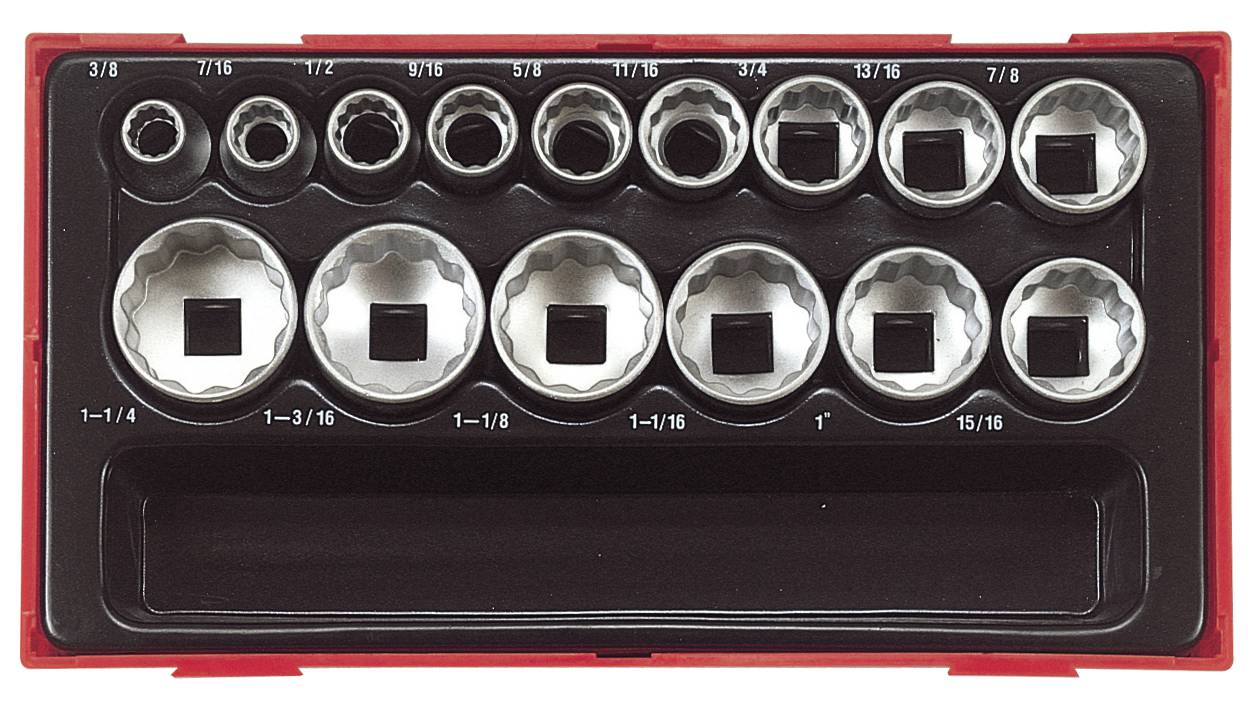15 delars Hylssats. Med 1/2'' fyrkantsfäste. Teng Tools TT1215AF