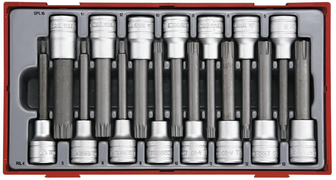 15 delars Bitshylssats för Ribe och XZN-spår, 1/2'' fyrkantsfäste Teng Tools TTRS15