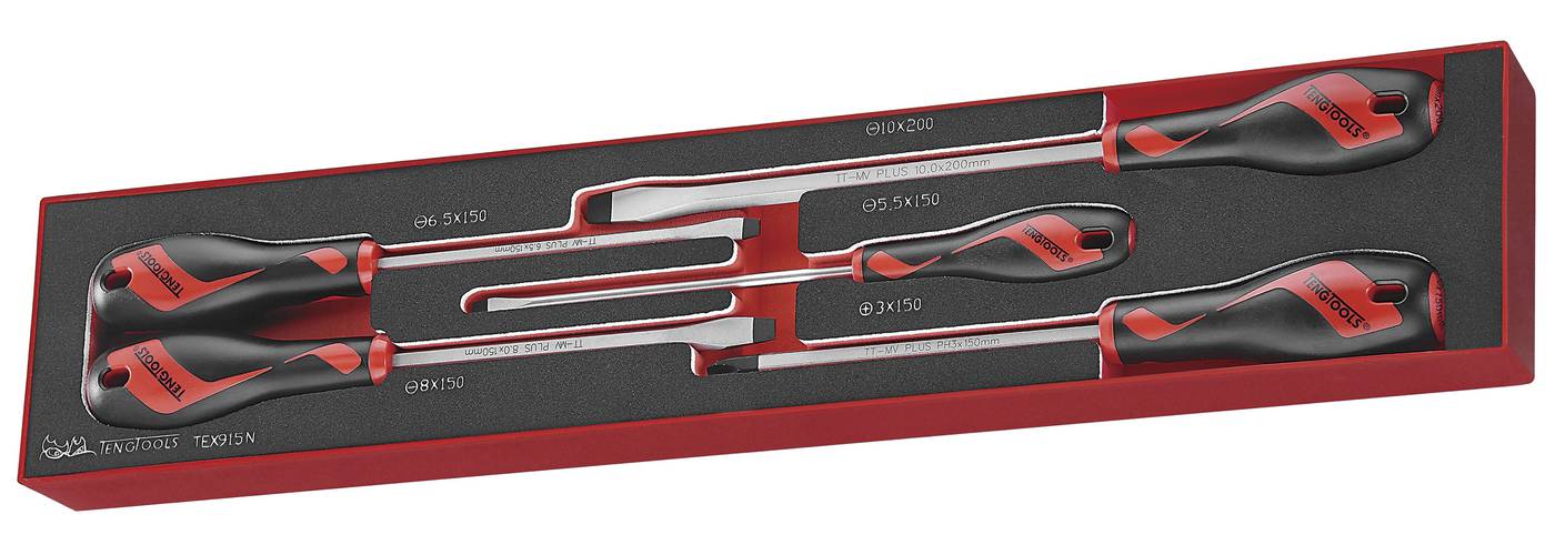 5 delars Skruvmejselsats. Teng Tools TEX915N