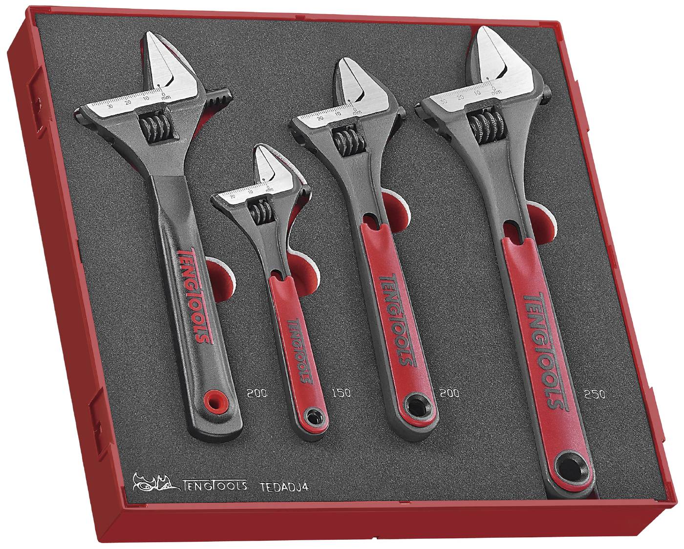 4 delars Skiftnyckelsats. Teng Tools TEDADJ4