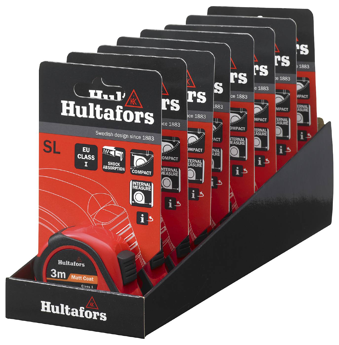 Kort måttband av stål Hultafors SL display