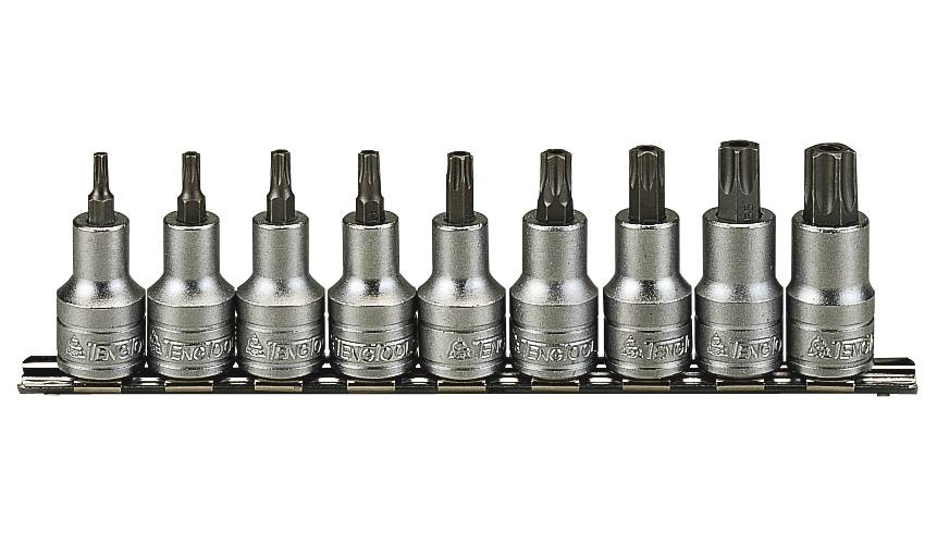 TX-hylsor i sats. Med 1/2" fyrkantsfäste. Teng Tools M1213TX /M1213TPX