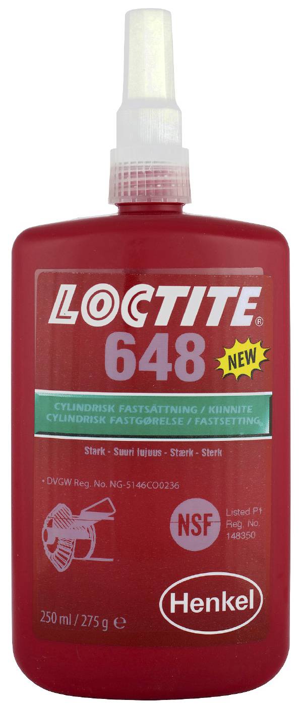 Cylindrisk fastsättning , höghållfast Loctite 648
