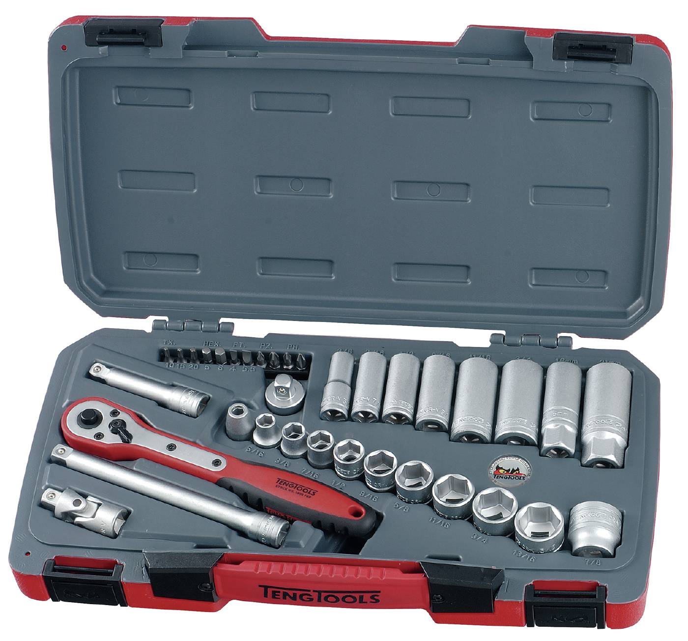 Hylsnyckelsats. Med 3/8'' fyrkantsfäste Teng Tools T3835AF
