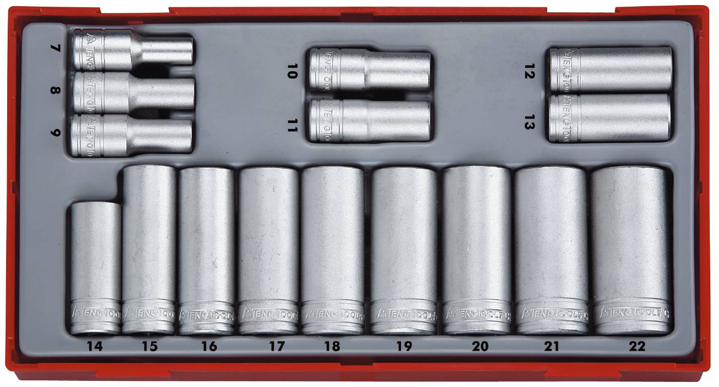16 delars Hylssats med 3/8'' fyrkantsfäste Teng Tools TT3816 – bild 2