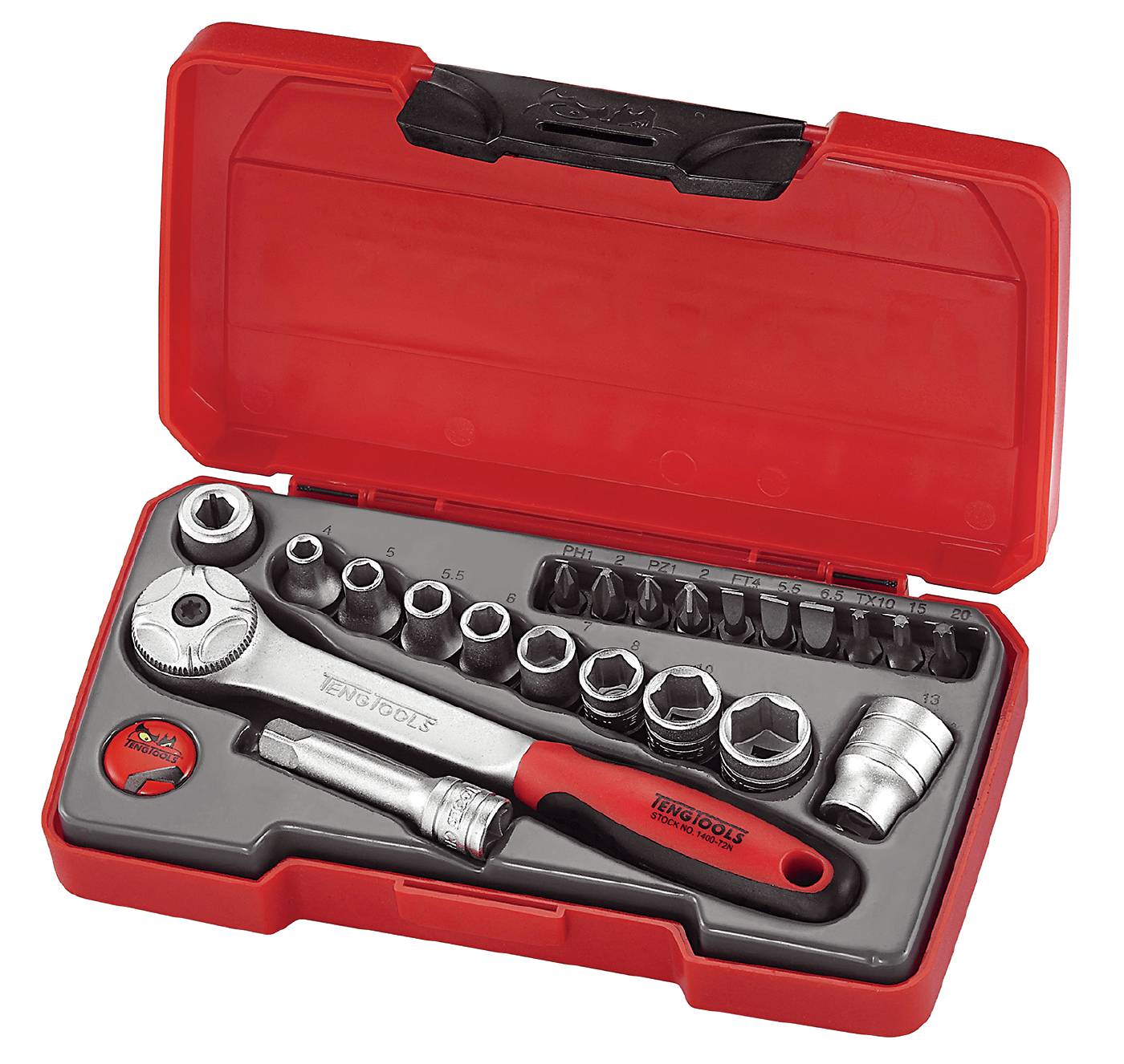 Hylsnyckelsats med 1/4'' fyrkantsfäste Teng Tools T1422