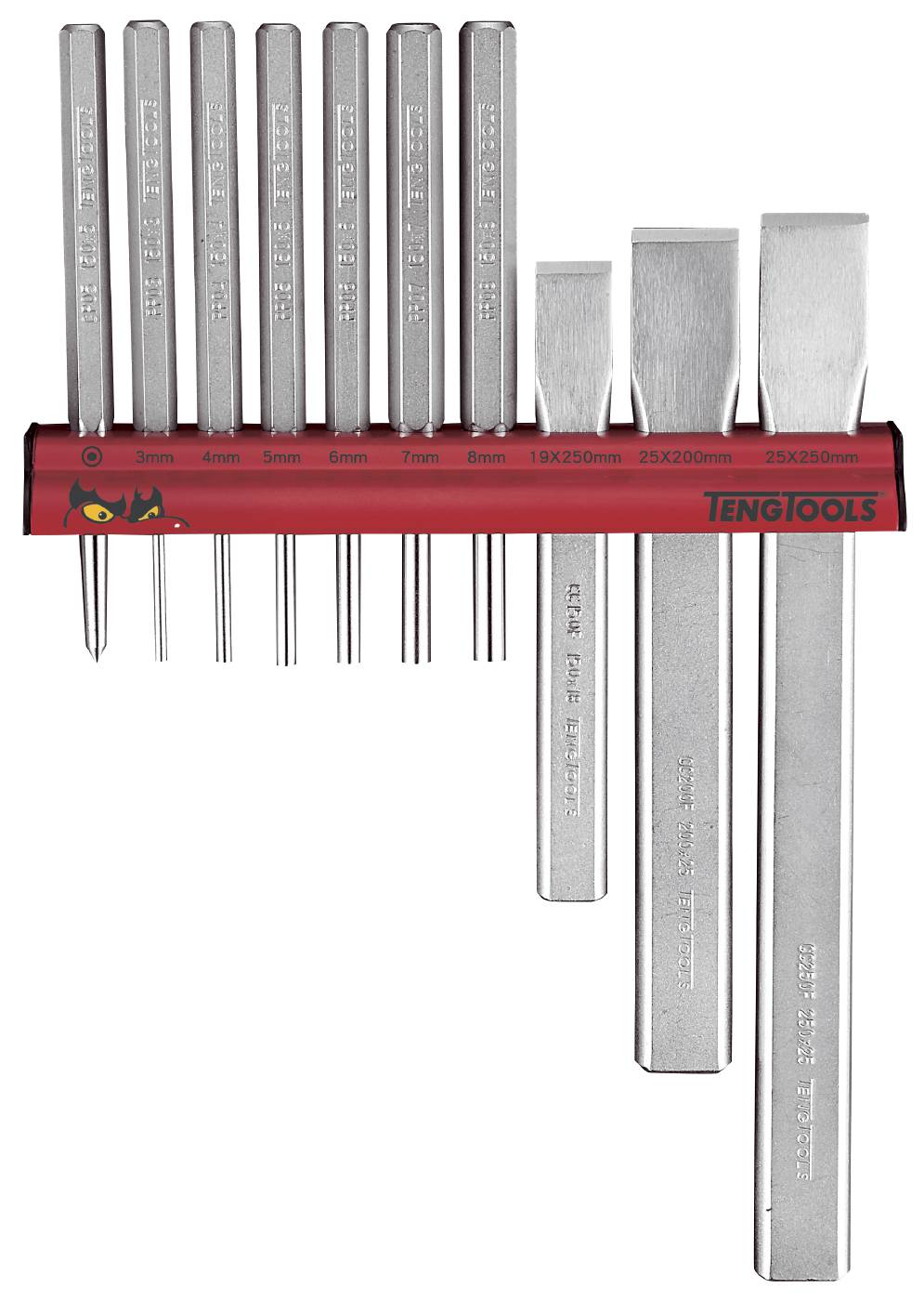 Dorn och mejselsats med väggställ Teng Tools WRPC10