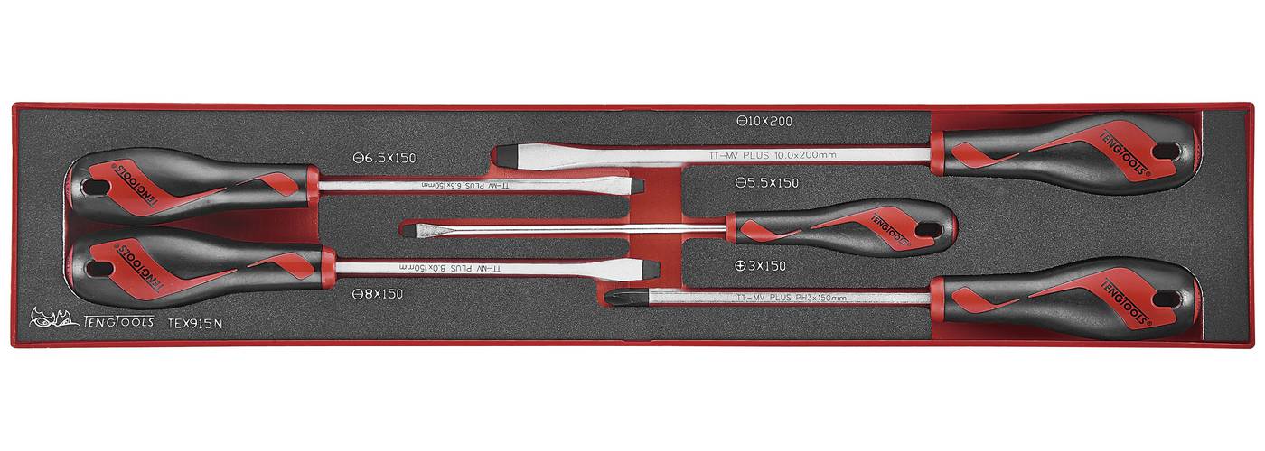5 delars Skruvmejselsats. Teng Tools TEX915N – bild 2